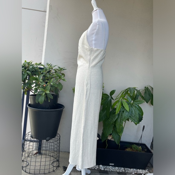 ☘️ Zara Textured Midi Slip Dress with Side Slit in Cream Beige, M - Picture 10 of 15